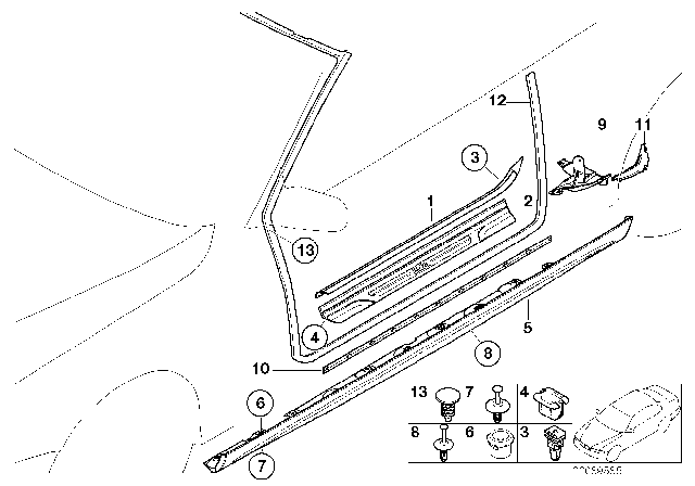 2000 BMW 323Ci Mucket / Trim, Entrance Diagram