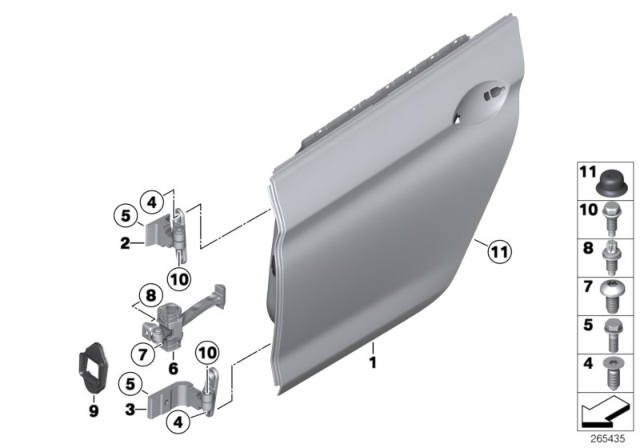 2014 BMW M6 Rear Door - Hinge / Door Brake Diagram