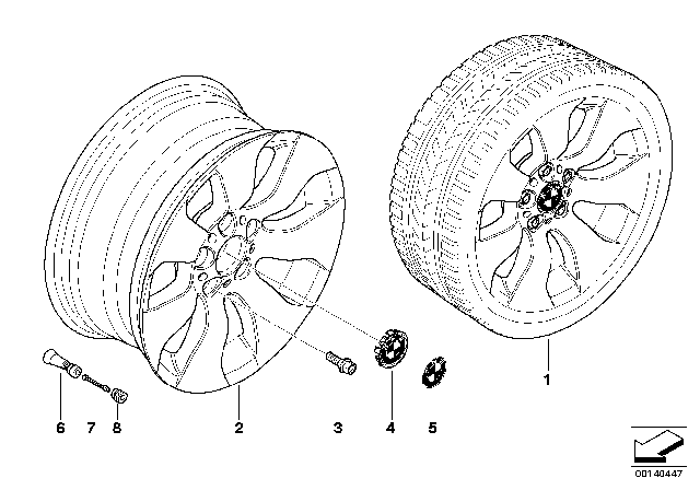 2008 BMW 328xi BMW Light Alloy Wheel, Spider Spoke Diagram 3