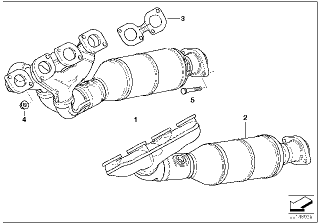 2008 BMW 550i Exhaust Manifold With Catalyst Diagram