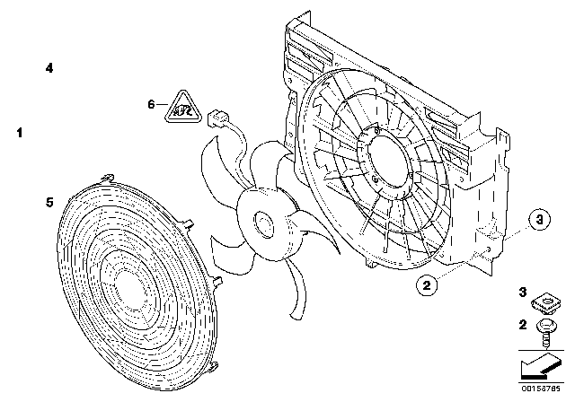 2005 BMW X5 Pusher Fan And Mounting Parts Diagram