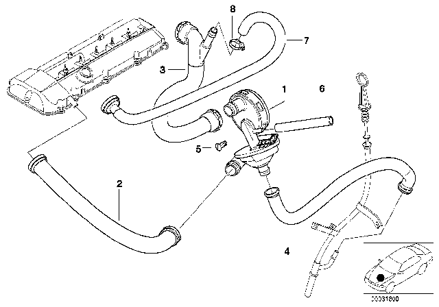 2004 BMW 325i Crankcase - Ventilation Diagram