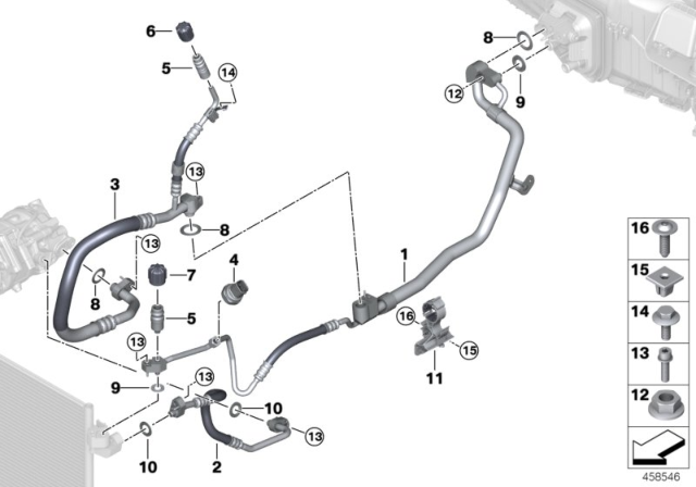 2016 BMW 750i Coolant Lines Diagram
