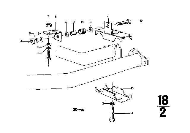 1972 BMW 3.0CS Exhaust Pipe / Muffler Diagram 2