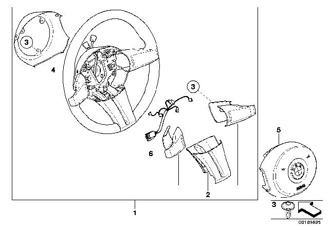 2007 BMW Z4 Airbag Sports Steering Wheel Diagram 1