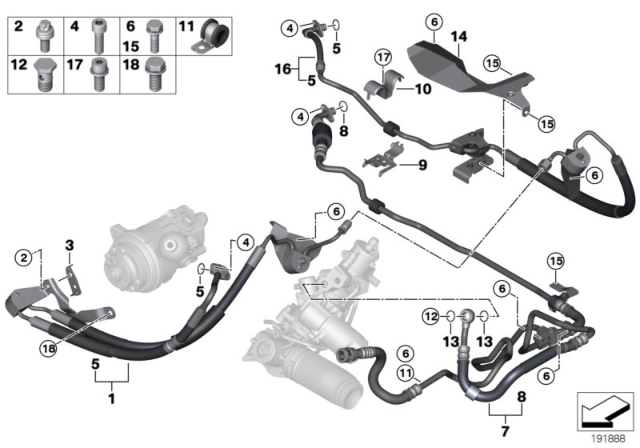 2010 BMW X5 Power Steering, Fluid Lines / Adaptive Drive Diagram 2