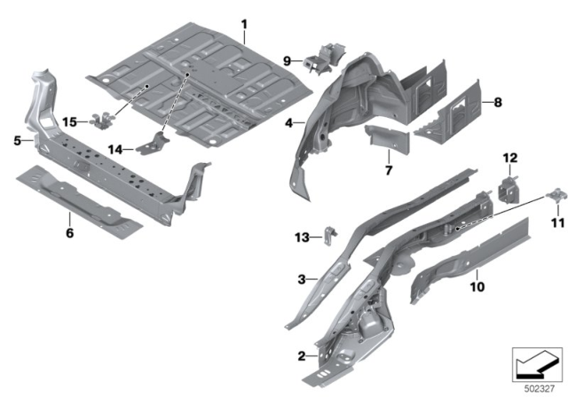 2020 BMW 228i xDrive Gran Coupe Floor Panel Trunk / Wheel Housing Rear Diagram