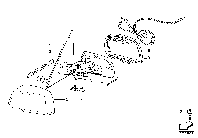 2009 BMW X3 Exterior Mirror Diagram 1