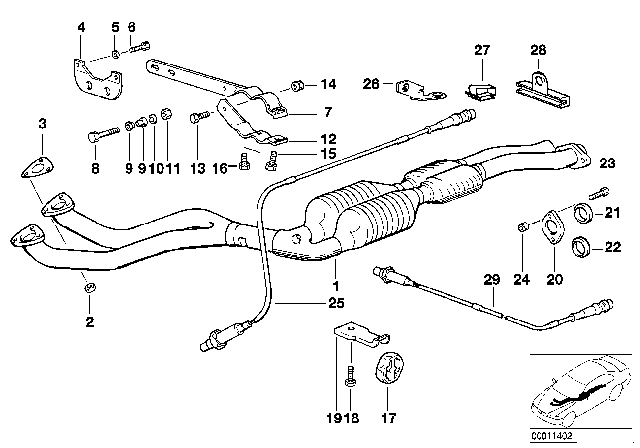 1995 BMW 325is Catalytic Converter / Front Silencer Diagram