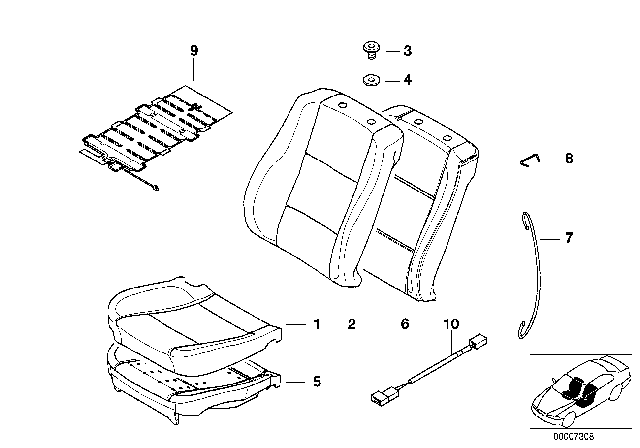 1998 BMW 740i Pad Seat Front Diagram for 52108238404