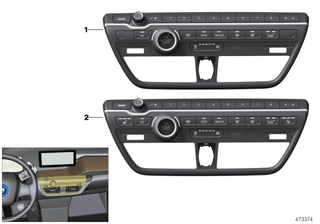 2014 BMW i3 Radio And A/C Control Panel Diagram 2