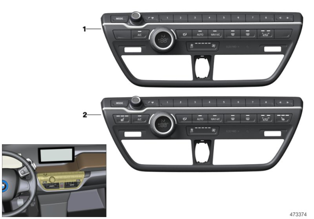 2017 BMW i3 Radio And A/C Control Panel Diagram 2