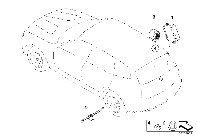 2004 BMW X3 Park Distance Control (PDC) Diagram
