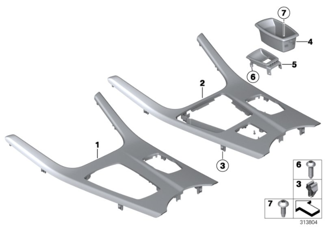 2013 BMW X3 Decorating Panel For Centre Console Diagram for 51169302209