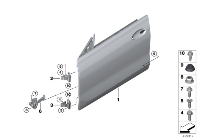 2019 BMW 640i xDrive Gran Turismo Door Front Right, Aluminium Diagram for 41007482646