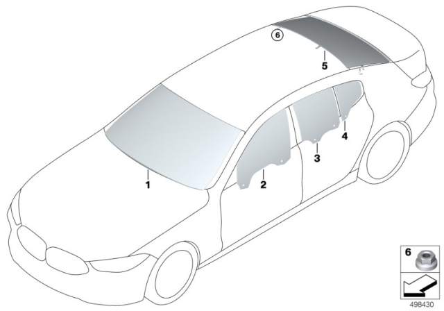 2020 BMW 840i xDrive Gran Coupe Glazing Diagram