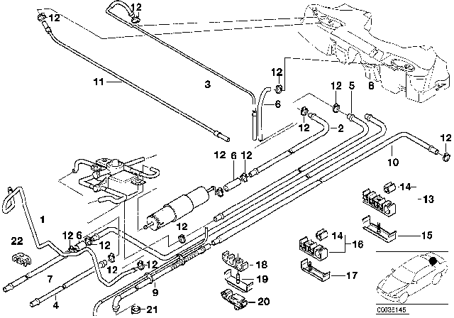1997 BMW 528i Fuel Pipe And Mounting Parts Diagram
