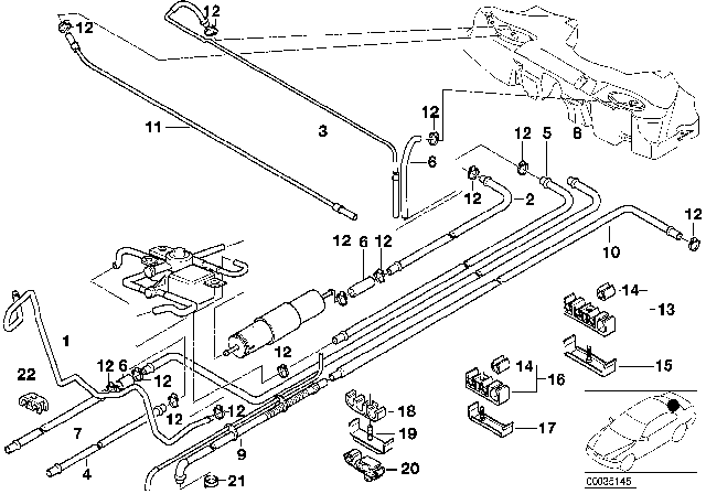 2001 BMW 540i Fuel Pipe And Mounting Parts Diagram 1