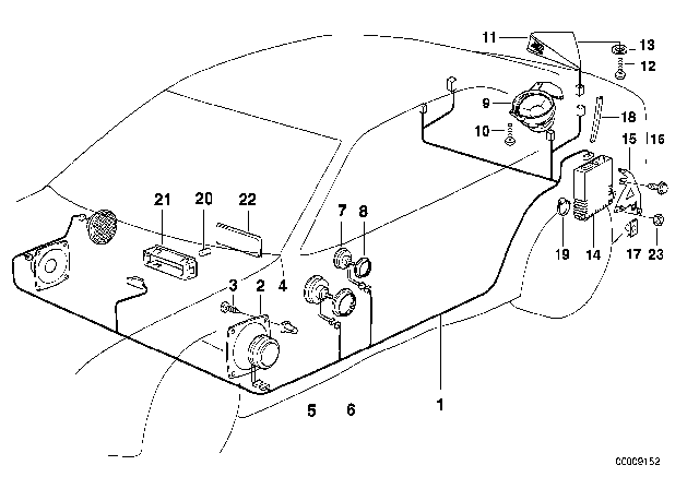 1999 BMW 318ti Single Components HIFI System Diagram