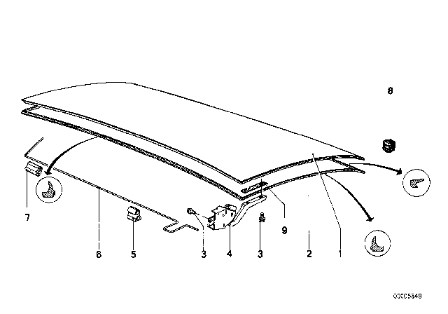 1975 BMW 530i Single Components For Trunk Lid Diagram