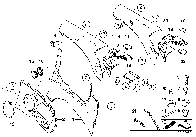 2005 BMW M3 Lateral Trim Panel Diagram 1