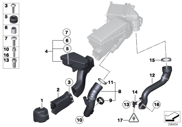 2010 BMW 760Li Intake Duct Diagram for 13717577487