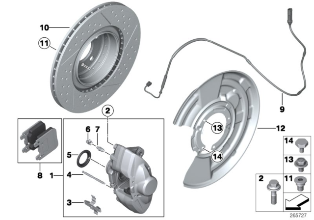 2014 BMW 428i xDrive M Performance Rear Wheel Brake - Replacement Diagram