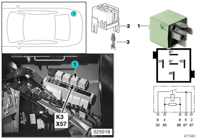 1998 BMW 540i Relay, Load-Shedding Terminal Diagram 3