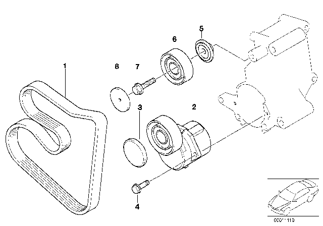 1999 BMW 318is Belt Drive Water Pump / Alternator Diagram 2