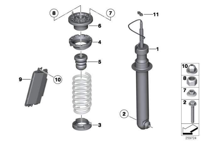 2016 BMW M5 Rear Spring Strut EDC / Control Unit / Sensor Diagram