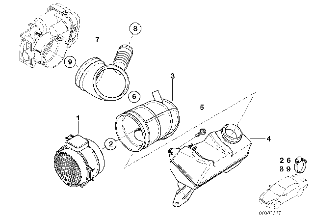 2002 BMW 525i Hot-Film Air Mass Meter Diagram