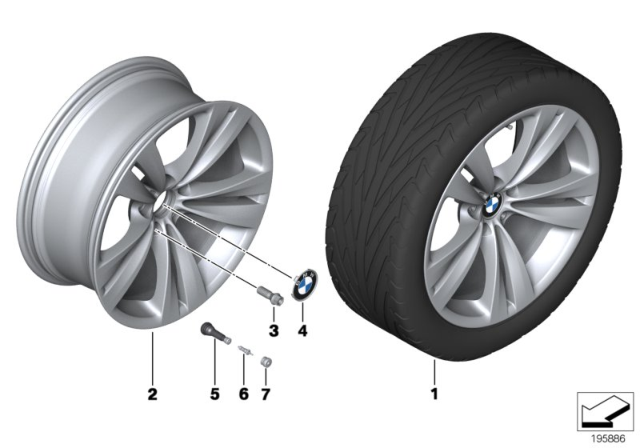 2016 BMW 550i GT xDrive BMW LA Wheel, Double Spoke Diagram 2