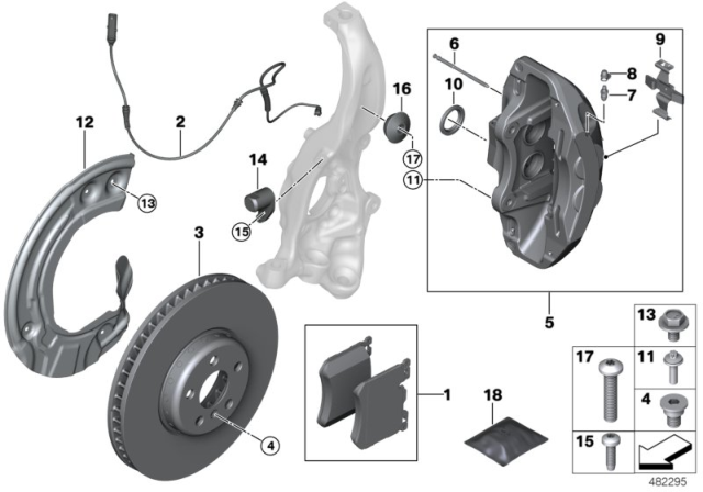 2018 BMW 740i xDrive Front Left Brake Caliper, Black, Left Diagram for 34116872569