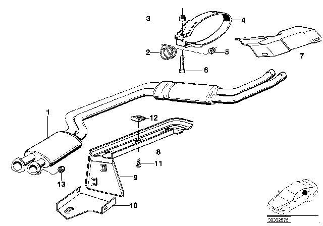 1982 BMW 733i Front Silencer Diagram