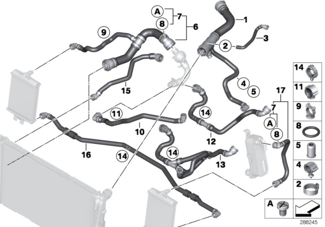 2015 BMW 428i Radiator Coolant Hose Diagram for 17127625383