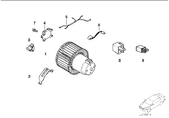 2000 BMW 328Ci Drive Unit Right Diagram for 64518398838