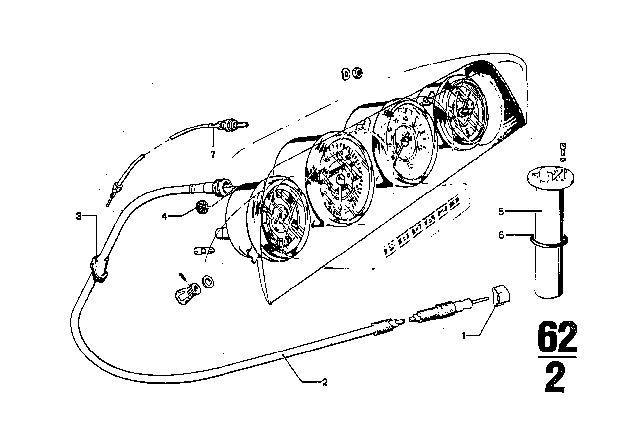 1974 BMW 3.0CS Speedo Cable Lower Part Diagram for 62121810623