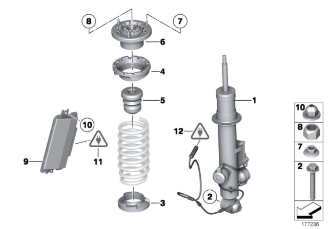 2015 BMW ActiveHybrid 5 Rear Right Spring Strut Diagram for 37126796860