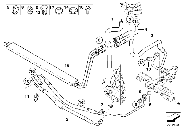 2005 BMW X5 Hydro Steering - Oil Pipes Diagram