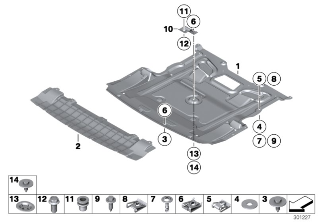 2010 BMW 535i GT Interm. Piece Engine Compartm. Shielding Diagram for 51758049244