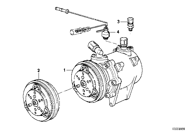 1985 BMW 528e Air Conditioning Compressor / Magnetic Clutch Diagram