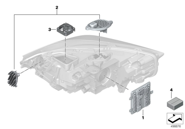 2020 BMW M235i xDrive Gran Coupe Single Parts, Headlight Diagram
