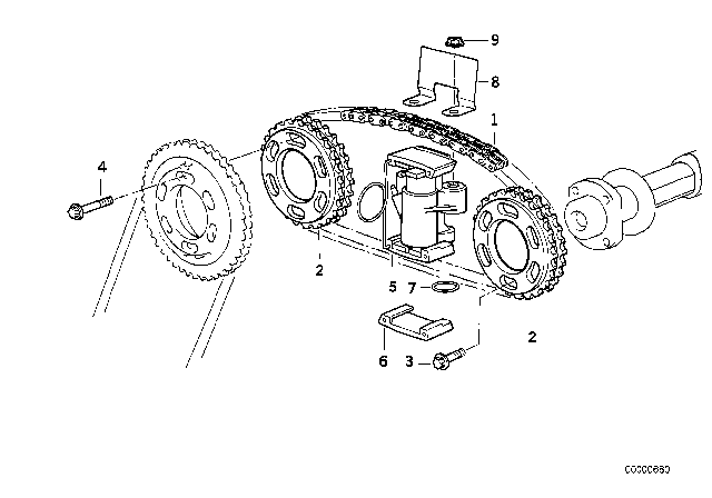 1994 BMW 530i Timing Gear Timing Chain Top Diagram