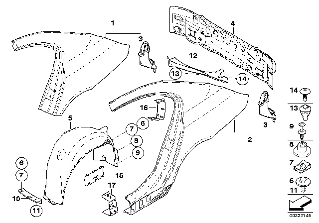 2008 BMW M5 Side Panel / Tail Trim Diagram