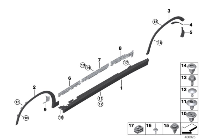 RIGHT DOOR SILL COVER Diagram for 51778499654