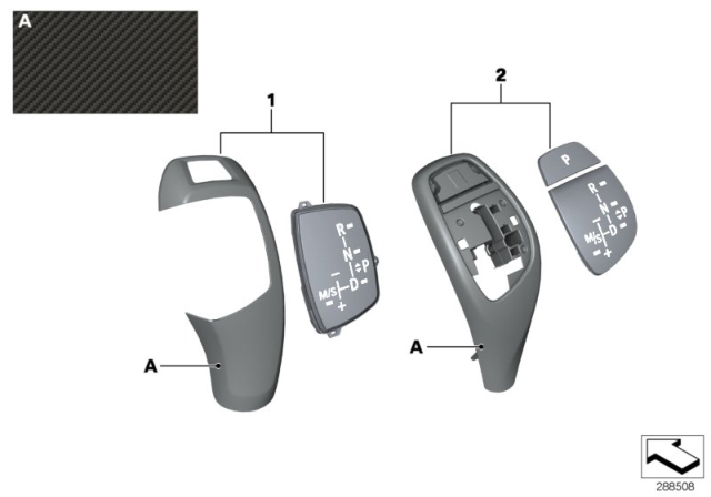 2019 BMW 440i M Performance Trim, Gear Selector Knob Diagram