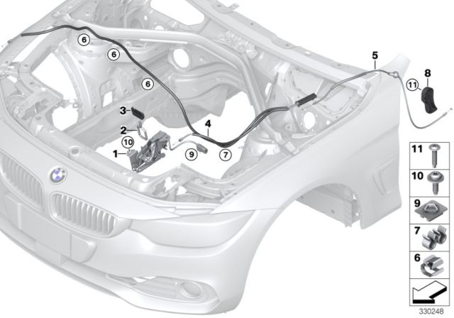 2019 BMW 440i Engine Bonnet, Closing System Diagram