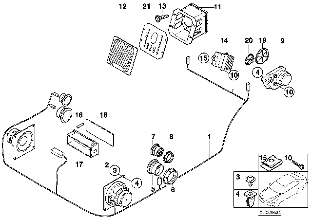 1999 BMW M3 Subwoofer Cover, Top-Hifi System Diagram for 65138377949