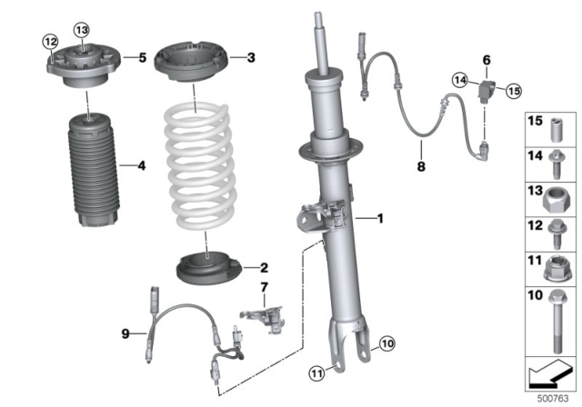 2020 BMW 840i Gran Coupe Spring Strut, Front VDC / Mounting Parts Diagram