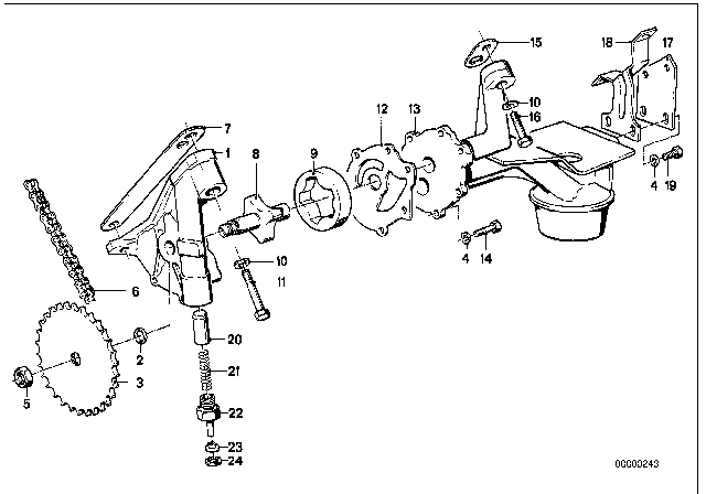 1974 BMW 3.0S Lubrication System / Oil Pump With Drive Diagram 2